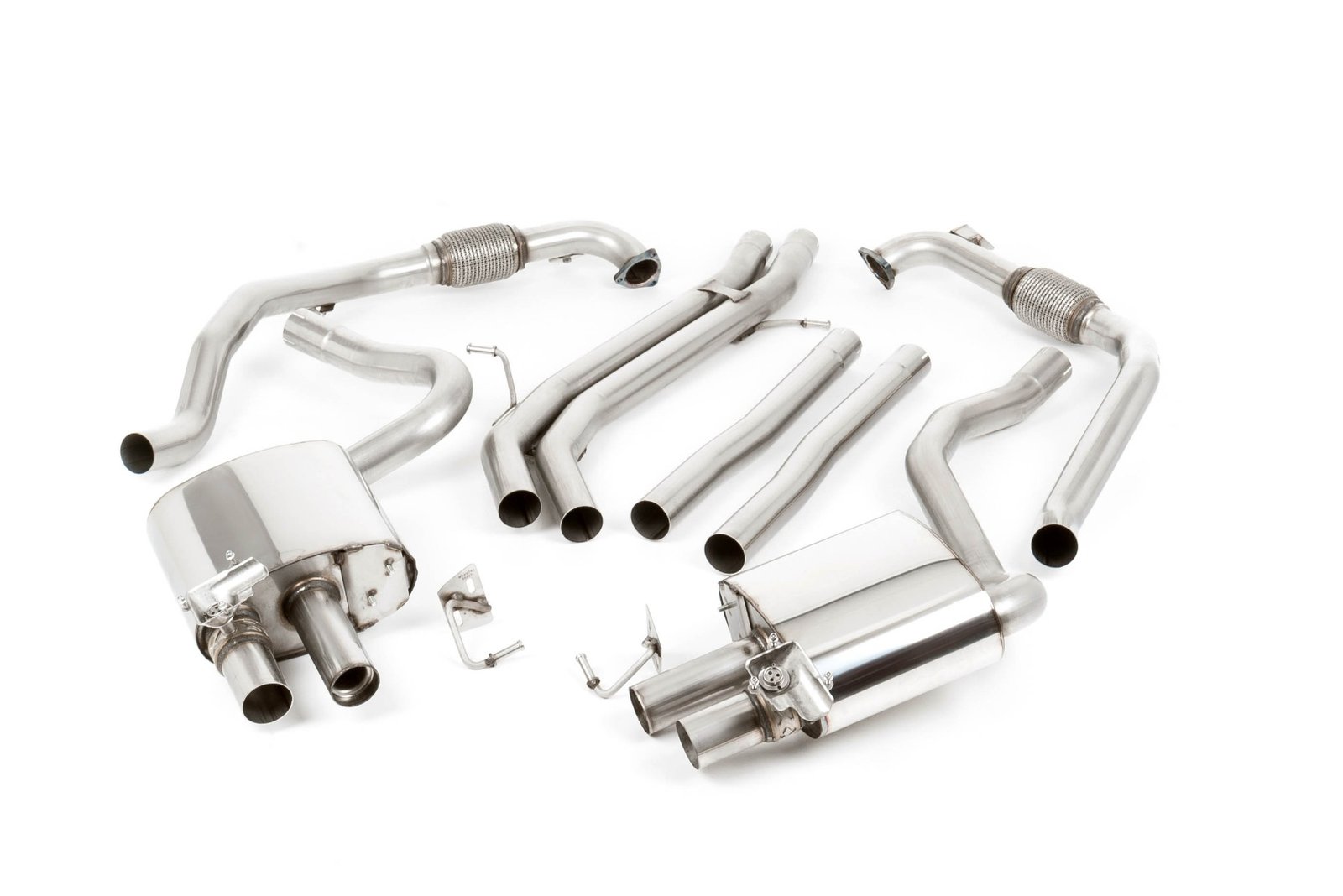Audi S5 B9 Coupe/Cabriolet Non Sport Diff models – Non-Resonated (Louder) Cat-Back Exhaust System with Quad GT-100 Burnt Titanium Trims