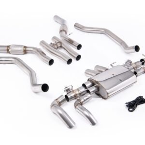 Range Rover Vogue L460 P530 (SWB) V8 NC11 motor – sistema desde catalizador/OPF con válvulas y salidas orientadas hacia abajo to OE paragolpes trasero