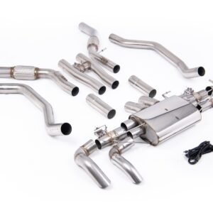 Range Rover Vogue L460 P530 (LWB) V8 NC11 motor – sistema desde catalizador/OPF con válvulas y salidas orientadas hacia abajo to OE paragolpes trasero